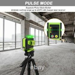 Huepar 4D 16 Lines Rotary Laser Level 360 Self Leveling Laser +Receiver +Tripod