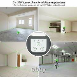 Huepar Rotary 3D Cross Line Self Leveling Laser Level Green Beam 3360 12 lines
