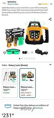 Iglobalbuy Rotary Laser Level Green Laser Self Leveling Kit, 500M Green Beam