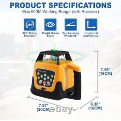 Iglobalbuy Rotary Laser Level Green Laser Self Leveling Kit, 500M Green Beam