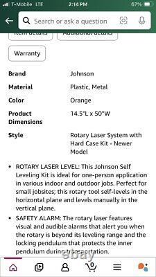 Johnson Level & Tool 99-026K Self-Leveling Horizontal Rotary Laser Orange