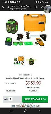 Johnson Level and Tool 40-6543 Self-Leveling Rotary Laser Level with GreenBrite