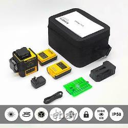 KAIWEETS 3D Green Laser Level Rotary Self Leveling 3 X 360° Rechargeable Battery