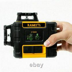 KAIWEETS magnetic Rotary Laser 3 X 360 laser lines 4X Brighter & 2 Lithium +bag