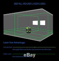 Laser Level 16 Lines 4D Self-Leveling 360 Degre Rotary Horizontal Vertical Green