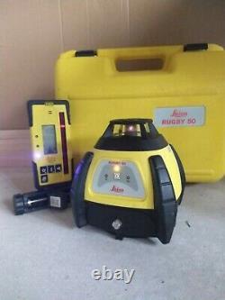 Leica Rugby 50 Rotary Laser Level Rod Eye 160 Digital MM Receiver Carry Case