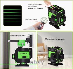 Line Laser Level, 3D Green 12 Lines, 360° Rotary Self-Leveling Horizontal & Vert