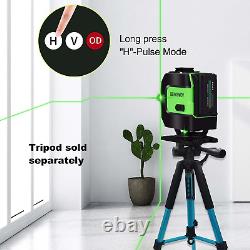 Line Laser Level, 3D Green 12 Lines, 360° Rotary Self-Leveling Horizontal & Vert