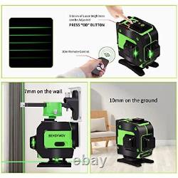 Line Laser Level, 3D Green 12 Lines, 360° Rotary Self-Leveling Mqt-12 Green