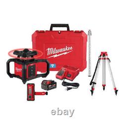 Milwaukee 3701-21T M18 18V Red Rotary Laser Kit with Receiver, Tripod, & Grade Rod