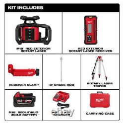Milwaukee 3701-21T M18 18V Red Rotary Laser Kit with Receiver, Tripod, & Grade Rod