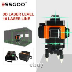 Remote 16 Line 4D 360° Rotary Green Laser Level Self Cross Measure with 2 Battery
