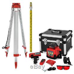 Rotary Laser Level 500m Range Automatic Self-Leveling Red Beam withTripod Staff