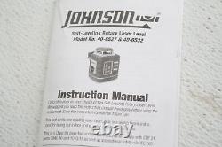 SEE NOTES Johnson Level Tool 40-6532 Red Orange Self Leveling Rotary Laser Kit