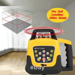 Self-Leveling 360° Rotary Rotating Red Laser Level Tool Kit 500m Range + Tripod