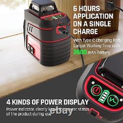 Self Leveling Laser Level 3x360° 3D Cross Line Rotary Lasers Green Beam Pulse