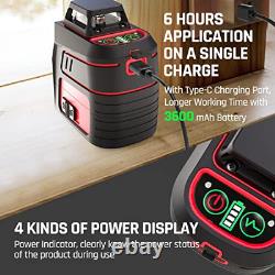 Self Leveling Laser Level 3x360° 3D Cross Line Rotary Lasers Green Beam, Pulse