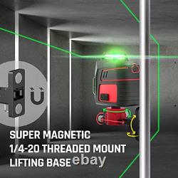 Self Leveling Laser Level 3x360° 3D Cross Line Rotary Lasers Green Beam, Pulse