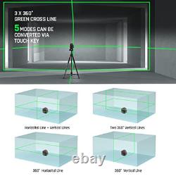 Self Leveling Laser Level 3x360° 3D Cross Line Rotary Lasers Green Beam, Pulse