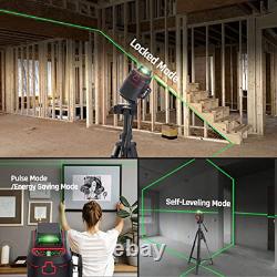 Self Leveling Laser Level 3x360° 3D Cross Line Rotary Lasers Green Beam, Pulse