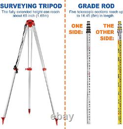 Self Leveling Rotary Laser Level System Kit with Surveying Tripod + Aluminum Gra