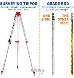 Self Leveling Rotary Laser Level System Kit with Surveying Tripod + Aluminum Gra