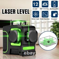 Smart Self Leveling Rotary laser level green 12 Lines 3D Cross Laser Measure Kit