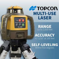 Topcon RL-H5A Laser 360 Leveler LS-80X Receiver Tripod and Inch Fiber Rod