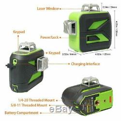 US 3D Green Beam 12 Cross Line Rotary Laser Level Self Leveling 4°±1° Tool