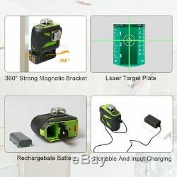 US 3D Green Beam 12 Cross Line Rotary Laser Level Self Leveling 4°±1° Tool