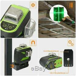 US 3D Green Beam 12 Cross Line Rotary Laser Level Self Leveling 4°±1° Tool