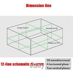 12 Lignes Laser Vert Niveau 360 ° Cross Rotary Horizontale Mesure Autonivellantes