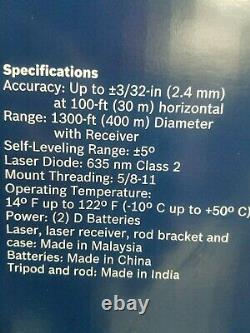 Bosch 1300-pi Rotary Auto-niveautage 360 Niveau Laser Grl400hck