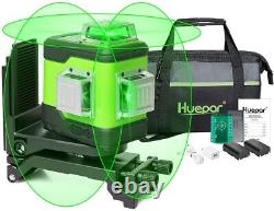 Huepar 503cg Rotary 3d Cross Line Self Leveling Laser Level Green New