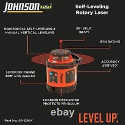 Johnson Level & Tool 99-006k Auto-nivelage Rotary Système Laser Kit, Rouge, 1 Kit