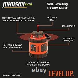 Johnson Niveau Et Outil 99-006k Système Laser Rotaire Auto-nivelage Kit Rouge 1 Kit