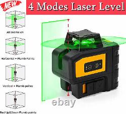 Kaiweets 360° Rotary Green Level Laser Self Leveling 7 Modes Cross Line 197ft