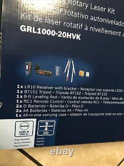 Kit Laser Rotatif Auto-niveau Bosch Grl1000-20hvk 1000ft. Gamme Dans Le Cas Nouveau