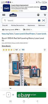 Kit de niveau laser rotatif auto-nivelant Botch 1000 Ft rouge