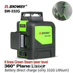 Niveau Laser Sndway 360 3d 8 Lignes Rotatif Auto Nivellement Vert/rouge Faisceau 360 Degrés
