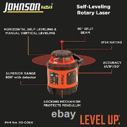 Niveau et outil Johnson 99-006K Kit de système laser rotatif autonivelant, rouge, 1 Kit