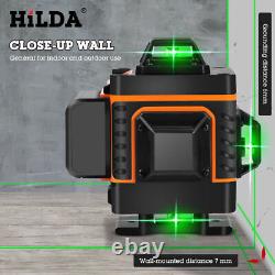 Niveau laser 4D à 16 lignes avec lumière verte, auto-nivelant, outils de mesure rotatifs à 360°
