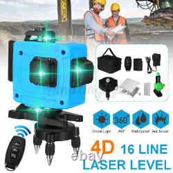 Niveau laser 4D à 16 lignes avec lumière verte, autonivelant automatique, mesure rotative à 360°.