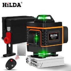 Niveau laser 4D à 16 lignes, lumière verte, auto-nivellement, mesure rotative à 360° avec outils.