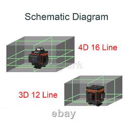 Niveau laser à ligne 8/12/16 lumière verte numérique autonivelante rotatif 360° xx m