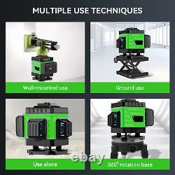 Niveau laser croisé à 16 lignes Kit d'outils avec télécommande 360° Rotatif à auto-nivellement 15M Vert