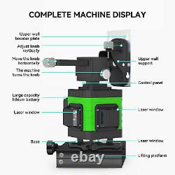 Niveau laser croisé à 16 lignes Kit d'outils avec télécommande 360° Rotatif à auto-nivellement 15M Vert