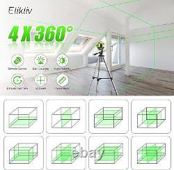 Niveau laser rotatif 4D Elikliv avec 16 lignes auto-nivelantes, laser vert, mise en page à 360 degrés