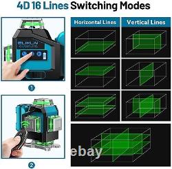 Niveau laser rotatif 4D à lignes croisées SeeSii, 16 lignes, auto-nivelant, laser vert 4x360