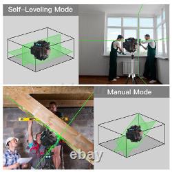 Niveau laser rotatif à 360° avec 8/12/16 lignes, niveau automatique numérique à lumière verte & CA.